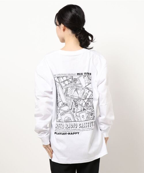 Naked Rust and other POEMS（ネイキッドラストアンドアザーポエムス）の「/POEMS/手書き風バックプリントロングスリーブ（Tシャツ/カットソー・レディース・ホワイト/ブラック/グレイッシュブルー・MEDIUM/LARGE）」の5枚目の写真