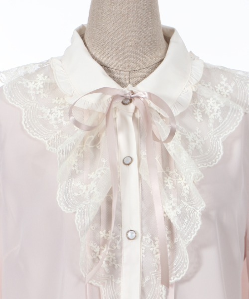 axes femme アクシーズファム ブラウス アイボリー レース フリル ジャボ付きレース×フリルブラウス | 大人衣料 | axes femme