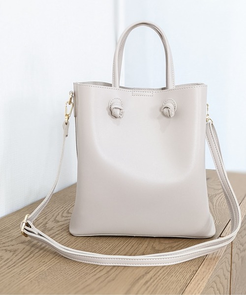 Per sist ence(パーシエンス)の「Per sist ence/パーシエンス ノットハンドル2WAYトート(トートバッグ・レディース・ブラック/グレー/ライトグリーン/ベージュ・FREE)」の2枚目の写真