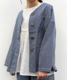 Samansa Mos2 | ノーカラーカバーオール(デニムジャケット)
