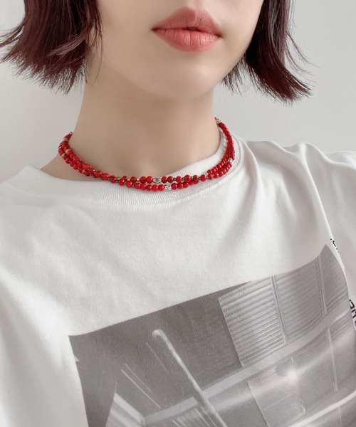 Editors Draw(エディターズドロー)の「SV925 ビーズロングネックレス Ria. Jaysmee/リアジェイズミー(ネックレス・レディース・ホワイト/ブラック/ブラウン/レッド/ブルー・ONE SIZE)」の5枚目の写真
