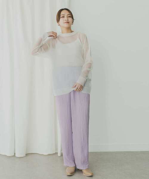 KBF+(ケービーエフプラス)の「KBF+ ワッシャーサテンパンツ(その他パンツ・レディース・ベージュ系その他/ラベンダー/グレー系その他・ONE)」の8枚目の写真