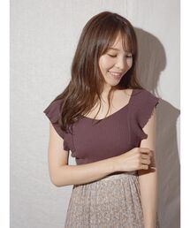 MERCURYDUO | 2WAYラッフルコンパクトリブニット(ニット/セーター)