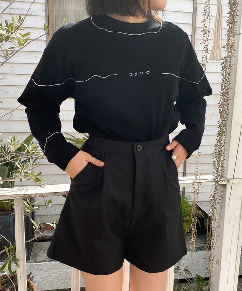 mimi toujours（ミミトゥジュール）の「パンツ ショートパンツ ハイウエスト omom×mimi toujours（その他パンツ・レディース・ブラック/グレイッシュベージュ・M）」の11枚目の写真