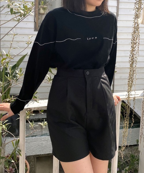 mimi toujours（ミミトゥジュール）の「パンツ ショートパンツ ハイウエスト omom×mimi toujours（その他パンツ・レディース・ブラック/グレイッシュベージュ・M）」の3枚目の写真