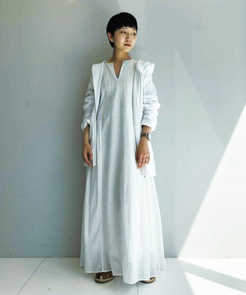 雑誌掲載品 ドレステリア インド刺繍 コットンボイルタックワンピース フレンチ袖 DRESSTERIOR（ドレステリア）の「◇【CLASSY.8月号掲載】インド