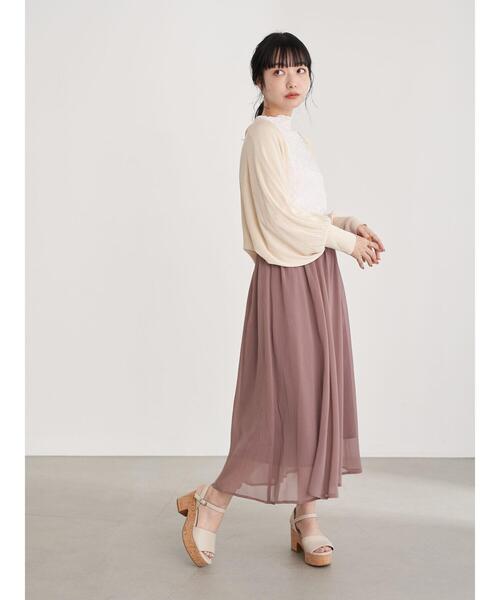 earth music&ecology（アースミュージックアンドエコロジー）の「楊柳シフォンギャザースカート ＊（スカート・レディース・ベージュ/サックスブルー/ピンク/モカ・FREE）」の10枚目の写真