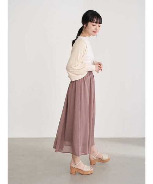 earth music&ecology（アースミュージックアンドエコロジー）の「楊柳シフォンギャザースカート ＊（スカート・レディース・ベージュ/サックスブルー/ピンク/モカ・FREE）」の11枚目の写真