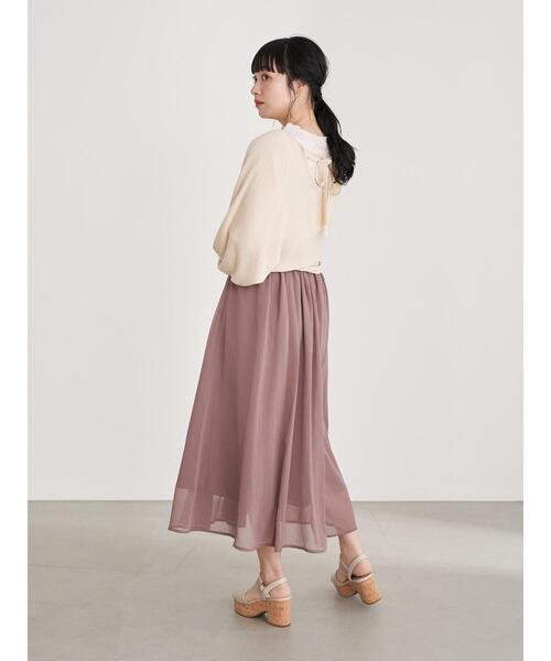earth music&ecology（アースミュージックアンドエコロジー）の「楊柳シフォンギャザースカート ＊（スカート・レディース・ベージュ/サックスブルー/ピンク/モカ・FREE）」の12枚目の写真