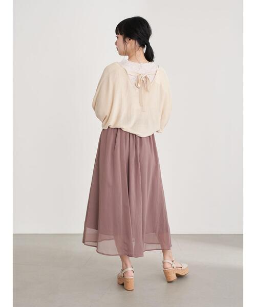 earth music&ecology（アースミュージックアンドエコロジー）の「楊柳シフォンギャザースカート ＊（スカート・レディース・ベージュ/サックスブルー/ピンク/モカ・FREE）」の13枚目の写真