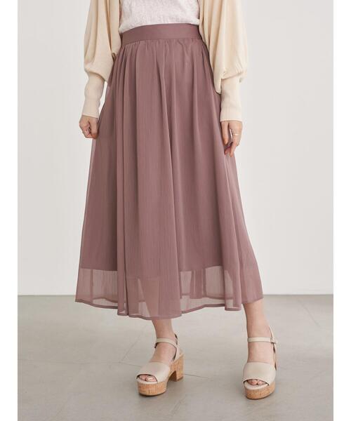 earth music&ecology（アースミュージックアンドエコロジー）の「楊柳シフォンギャザースカート ＊（スカート・レディース・ベージュ/サックスブルー/ピンク/モカ・FREE）」の14枚目の写真