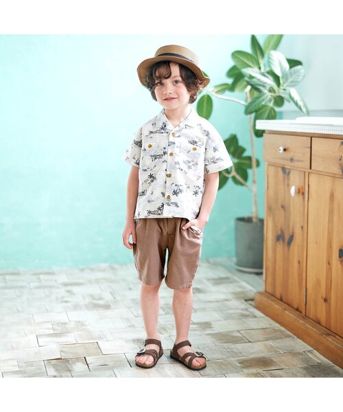 apres les cours（アプレレクール）の「無地・総柄ハーフパンツ 5分丈（その他パンツ・キッズ・ブラウン/グレー/サックスブルー/ミント/キナリ/サーモンピンク・90/100/110/120/80/130/140）」の7枚目の写真