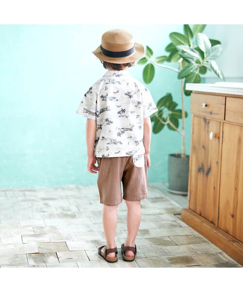 apres les cours（アプレレクール）の「無地・総柄ハーフパンツ 5分丈（その他パンツ・キッズ・ブラウン/グレー/サックスブルー/ミント/キナリ/サーモンピンク・90/100/110/120/80/130/140）」の8枚目の写真