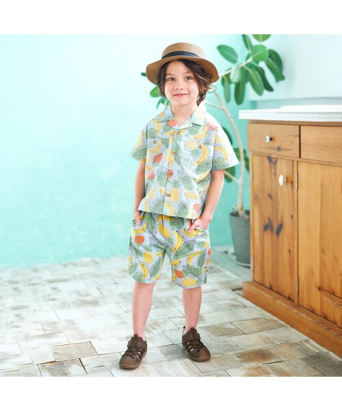 apres les cours（アプレレクール）の「無地・総柄ハーフパンツ 5分丈（その他パンツ・キッズ・ブラウン/グレー/サックスブルー/ミント/キナリ/サーモンピンク・90/100/110/120/80/130/140）」の11枚目の写真