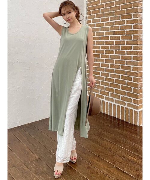 RESEXXY（リゼクシー）の「フロントスリットロングトップス（Tシャツ/カットソー・レディース・ブラック/ミント/モカ・FREE）」の18枚目の写真