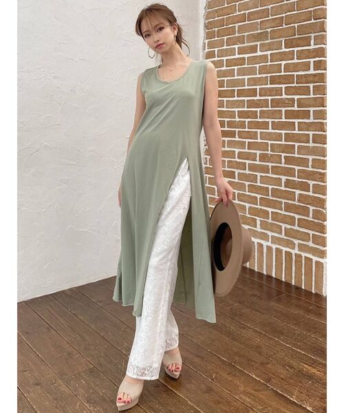 RESEXXY（リゼクシー）の「フロントスリットロングトップス（Tシャツ/カットソー・レディース・ブラック/ミント/モカ・FREE）」の19枚目の写真