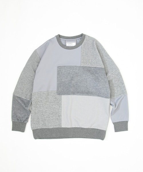 OURET（オーレット）の「OURET/オーレット/ファンシーパッチワークニット切替ドルマンプルオーバー/2021-2022 AUTUMN&WINTER EXHIBITION 先行受注（ニット/セーター・メンズ・ブラック/グレー・1/2/3）」の2枚目の写真