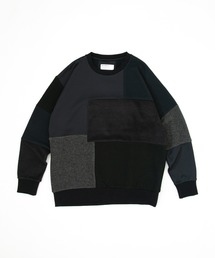 OURET | OURET/オーレット/ファンシーパッチワークニット切替ドルマンプルオーバー/2021-2022 AUTUMN&WINTER EXHIBITION 先行受注(ニット/セーター)
