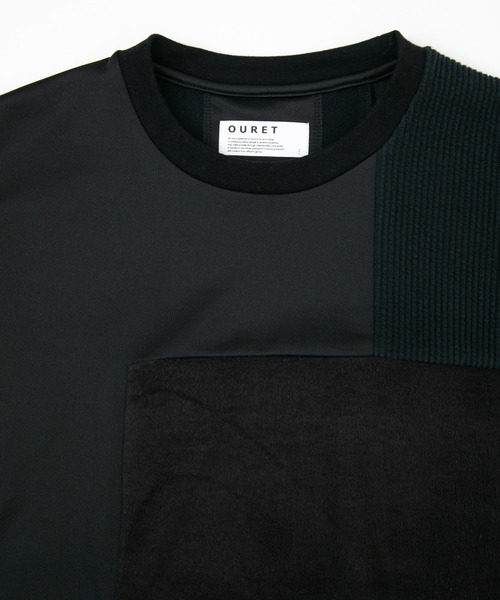 OURET（オーレット）の「OURET/オーレット/ファンシーパッチワークニット切替ドルマンプルオーバー/2021-2022 AUTUMN&WINTER EXHIBITION 先行受注（ニット/セーター・メンズ・ブラック/グレー・1/2/3）」の4枚目の写真
