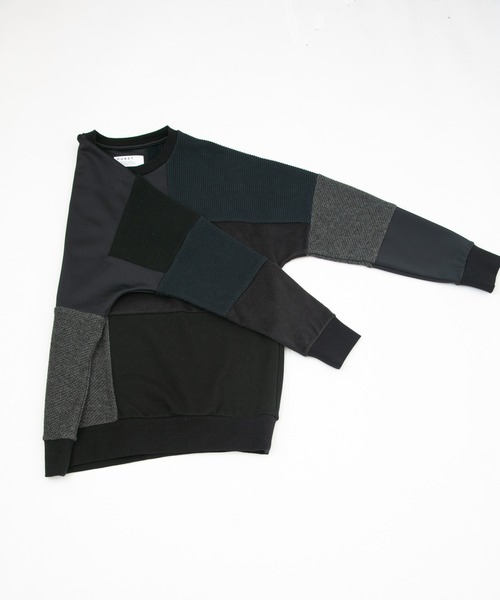 OURET（オーレット）の「OURET/オーレット/ファンシーパッチワークニット切替ドルマンプルオーバー/2021-2022 AUTUMN&WINTER EXHIBITION 先行受注（ニット/セーター・メンズ・ブラック/グレー・1/2/3）」の14枚目の写真