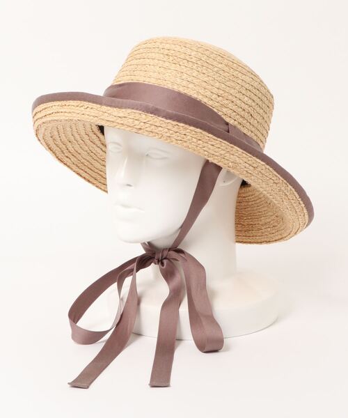 Samansa Mos2（サマンサ モスモス）の「リボンテープ付カンカン帽（ハット・レディース・ブラック/モカ・ﾌﾘ-）」の2枚目の写真