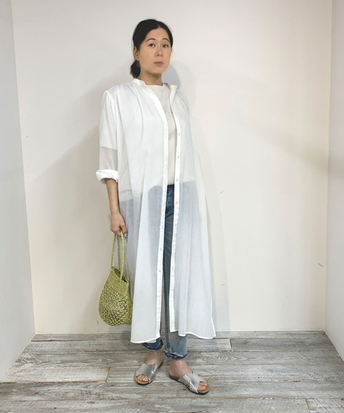 Grand PARK（グランドパーク）の「シアーロングシャツ（シャツ/ブラウス・レディース・オフホワイト/グレイッシュブルー/ベージュ・FREE）」の18枚目の写真