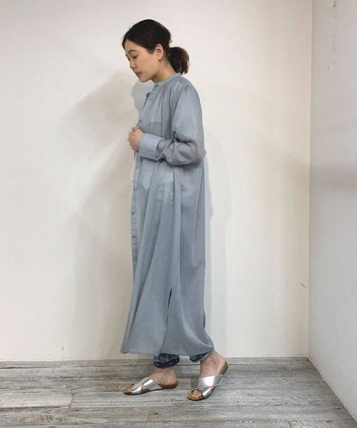 Grand PARK（グランドパーク）の「シアーロングシャツ（シャツ/ブラウス・レディース・オフホワイト/グレイッシュブルー/ベージュ・FREE）」の21枚目の写真