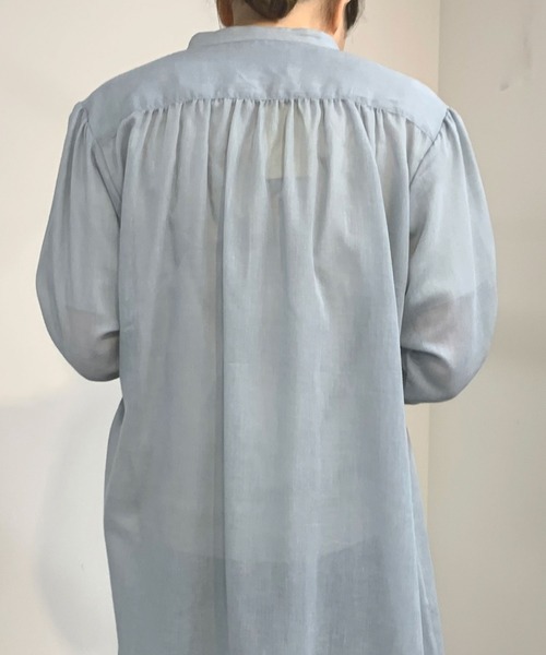 Grand PARK（グランドパーク）の「シアーロングシャツ（シャツ/ブラウス・レディース・オフホワイト/グレイッシュブルー/ベージュ・FREE）」の22枚目の写真