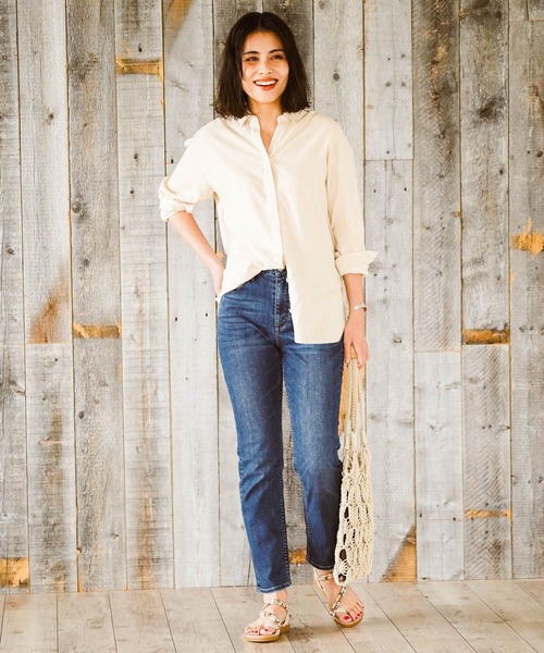 BAYFLOW（ベイフロー）の「リネンストレッチシャツ（テンセル(TM)繊維使用（シャツ/ブラウス・レディース・ホワイト/ベージュ/カーキ/ラベンダー/チャコール・SMALL/MEDIUM）」の21枚目の写真