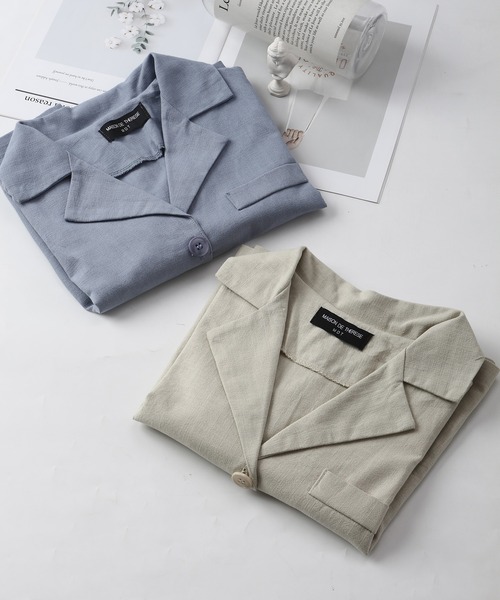 セール】麻ブレンド ハーフスリーブテーラードジャケット（テーラード