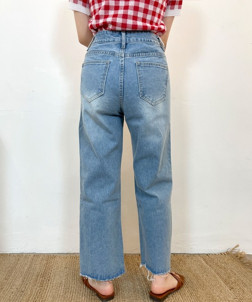 CEMONEMO（セモネモ）の「サイドスリット ストレートデニムパンツ（デニムパンツ・レディース・インディゴブルー・S/M）」の4枚目の写真