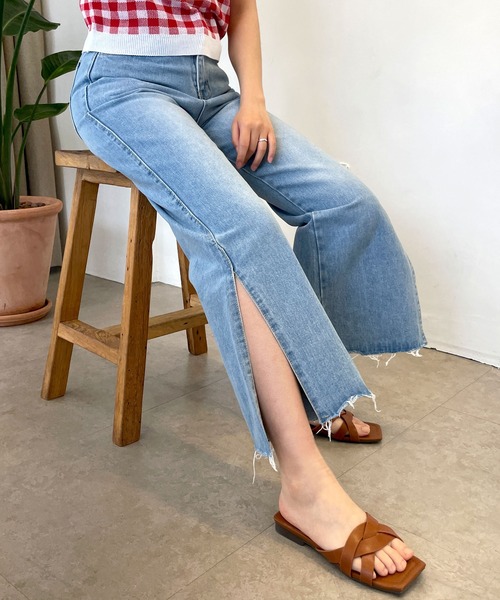 CEMONEMO（セモネモ）の「サイドスリット ストレートデニムパンツ（デニムパンツ・レディース・インディゴブルー・S/M）」の7枚目の写真