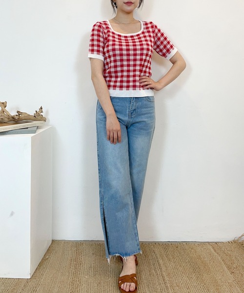 CEMONEMO（セモネモ）の「サイドスリット ストレートデニムパンツ（デニムパンツ・レディース・インディゴブルー・S/M）」の8枚目の写真