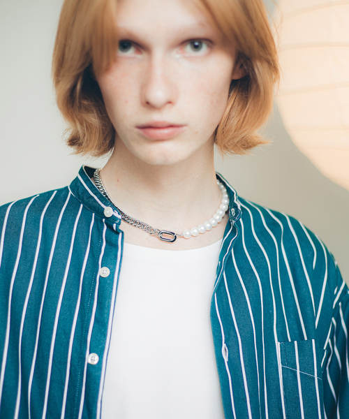 MYSELF ABAHOUSE（マイセルフアバハウス）の「真珠パール型 チェーンネックレス（ネックレス・メンズ・シルバー・フリー）」の2枚目の写真