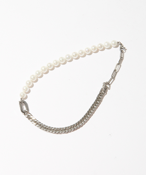 MYSELF ABAHOUSE（マイセルフアバハウス）の「真珠パール型 チェーンネックレス（ネックレス・メンズ・シルバー・フリー）」の3枚目の写真