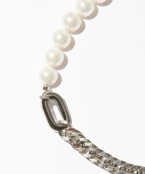 MYSELF ABAHOUSE（マイセルフアバハウス）の「真珠パール型 チェーンネックレス（ネックレス・メンズ・シルバー・フリー）」の4枚目の写真