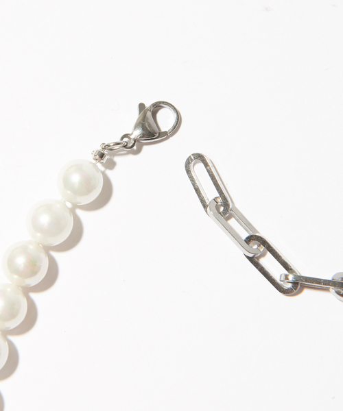 MYSELF ABAHOUSE（マイセルフアバハウス）の「真珠パール型 チェーンネックレス（ネックレス・メンズ・シルバー・フリー）」の8枚目の写真