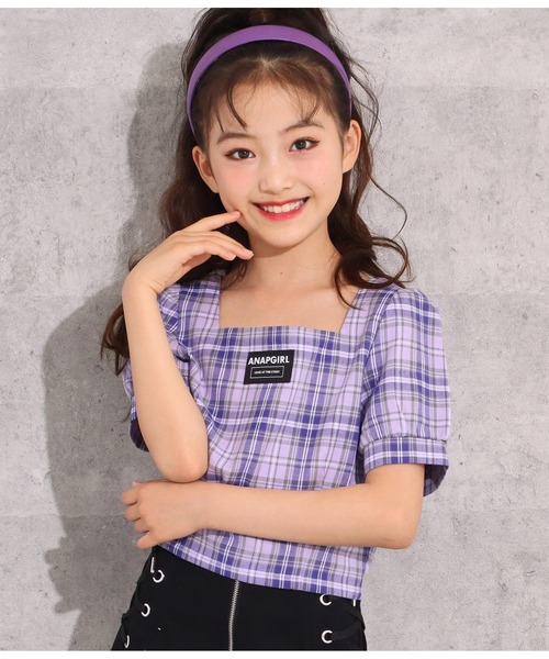 ANAP GiRL（アナップガール）の「バッククロスチェックトップス（T