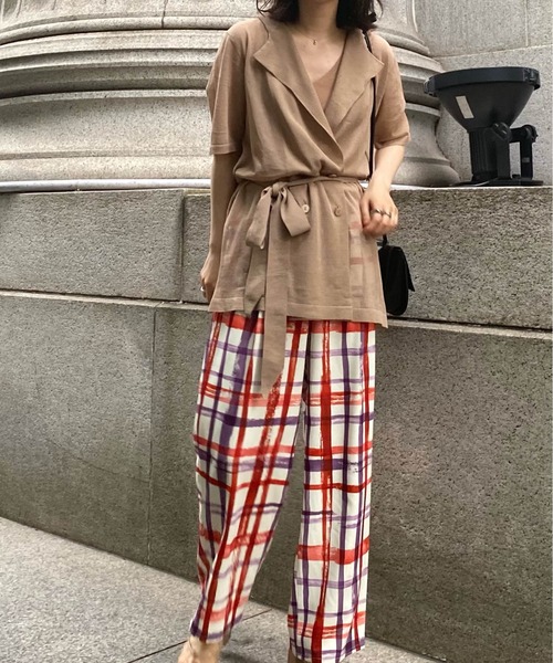 Ameri（アメリ）の「OTONA KNIT JACKET SET（アンサンブル・レディース・ブラック/ベージュ/ラベンダー・FREE）」の7枚目の写真