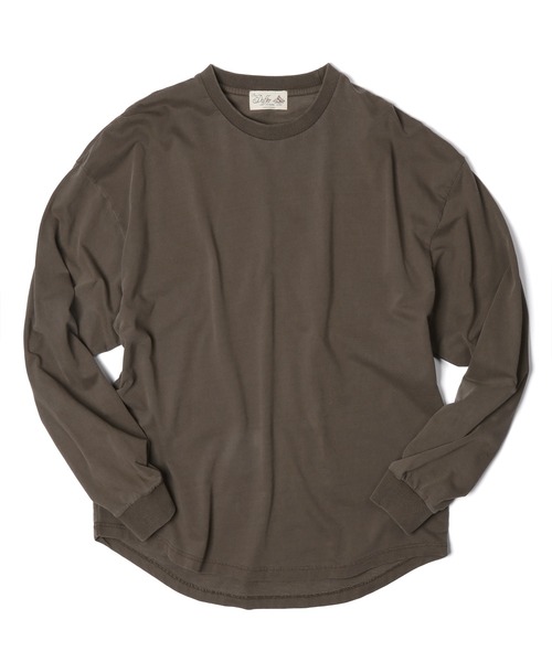 The DUFFER of ST.GEORGE（ザダファーオブセントジョージ）の「GARMENT-DYE OVER SIZE L/SL TEE：オーバーダイ加工 ビッグシルエット ロンTEE オーバーサイズ（Tシャツ/カットソー・メンズ・ベージュ/ブラウン・SMALL/MEDIUM/LARGE/X-LARGE）」の14枚目の写真