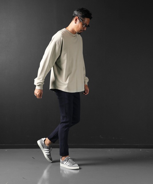 The DUFFER of ST.GEORGE（ザダファーオブセントジョージ）の「GARMENT-DYE OVER SIZE L/SL TEE：オーバーダイ加工 ビッグシルエット ロンTEE オーバーサイズ（Tシャツ/カットソー・メンズ・ベージュ/ブラウン・SMALL/MEDIUM/LARGE/X-LARGE）」の12枚目の写真