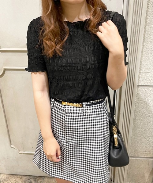 apres jour（アプレジュール）の「シャーリングトップス【ZOZOTOWN限定アイテム】（Tシャツ/カットソー・レディース・アイボリー/ブラック/オフホワイト・X-LARGE/フリー）」の5枚目の写真