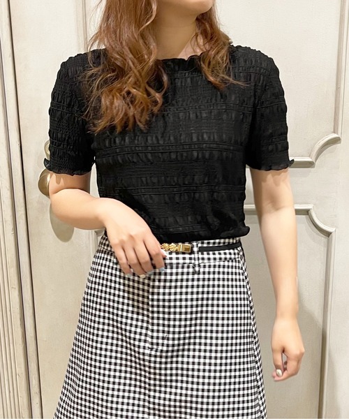 apres jour（アプレジュール）の「シャーリングトップス【ZOZOTOWN限定アイテム】（Tシャツ/カットソー・レディース・アイボリー/ブラック/オフホワイト・X-LARGE/フリー）」の7枚目の写真