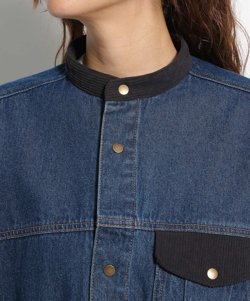 niko and...（ニコアンド）の「[niko and ...JEANS 2021AW]スタンドカラーワークデニムコート（その他アウター・レディース・ネイビー・MEDIUM/LARGE）」の6枚目の写真