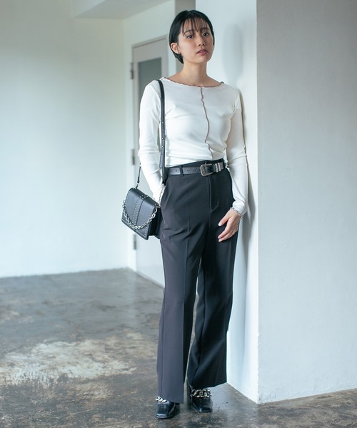 PAGEBOY(ページボーイ)の「ハイショクメロープルオーバーロングスリーブ(Tシャツ/カットソー・レディース・オフホワイト/ブラック/グレイッシュベージュ・FREE)」の12枚目の写真