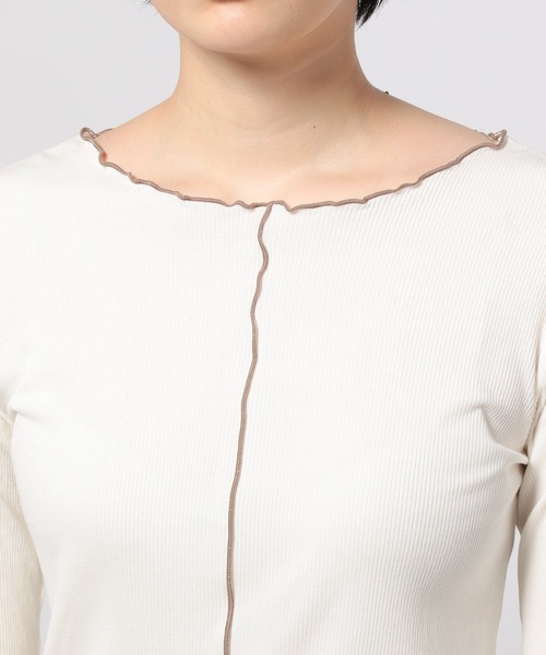 PAGEBOY(ページボーイ)の「ハイショクメロープルオーバーロングスリーブ(Tシャツ/カットソー・レディース・オフホワイト/ブラック/グレイッシュベージュ・FREE)」の9枚目の写真