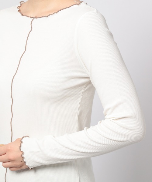 PAGEBOY(ページボーイ)の「ハイショクメロープルオーバーロングスリーブ(Tシャツ/カットソー・レディース・オフホワイト/ブラック/グレイッシュベージュ・FREE)」の4枚目の写真