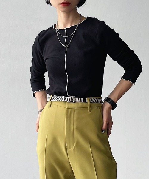 PAGEBOY(ページボーイ)の「ハイショクメロープルオーバーロングスリーブ(Tシャツ/カットソー・レディース・オフホワイト/ブラック/グレイッシュベージュ・FREE)」の18枚目の写真