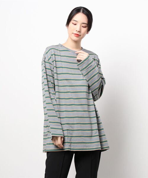 notch.（ノッチ）の「太マルチボーダーロンT（Tシャツ/カットソー・レディース・ブルー/グレー/ブラウン・M）」の11枚目の写真