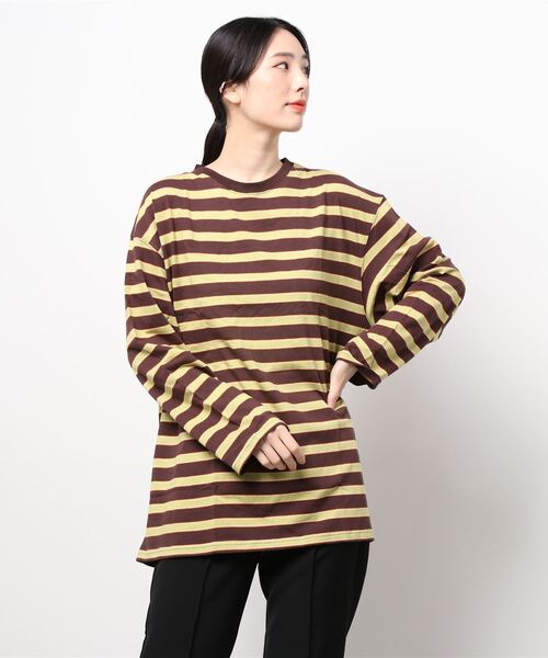 notch.（ノッチ）の「太マルチボーダーロンT（Tシャツ/カットソー・レディース・ブルー/グレー/ブラウン・M）」の5枚目の写真